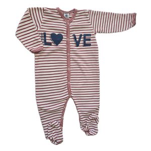 Pyjama mixte molleton rayé rouge Love bébé 18 MOIS PETIT BATEAU