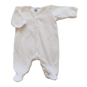 Pyjama velours blanc gris étoiles bébé fille 1 MOIS PETIT BATEAU