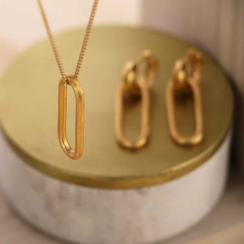 Maille ovale granitée en Vermeil – Image 3