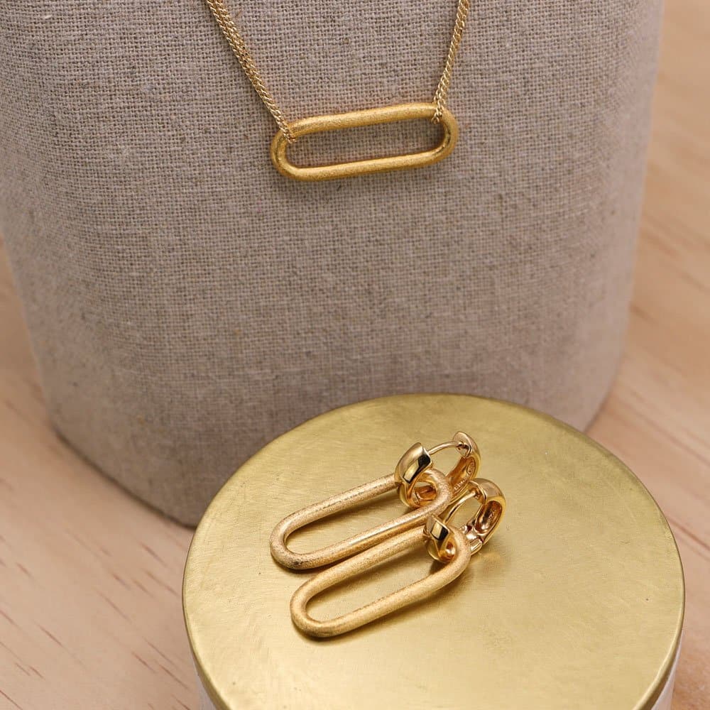 Maille ovale granitée en Vermeil – Image 2