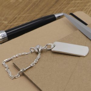 Porte-clés Plaque longue à personnaliser en Argent massif