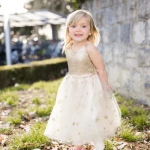 Robe de Princesse Etoiles Or 3/4 ans