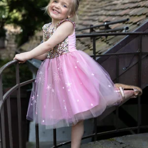Robe de Princesse Etoiles Rose 7/8 ans