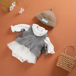 Tenue Bébé Reborn Chic Gris