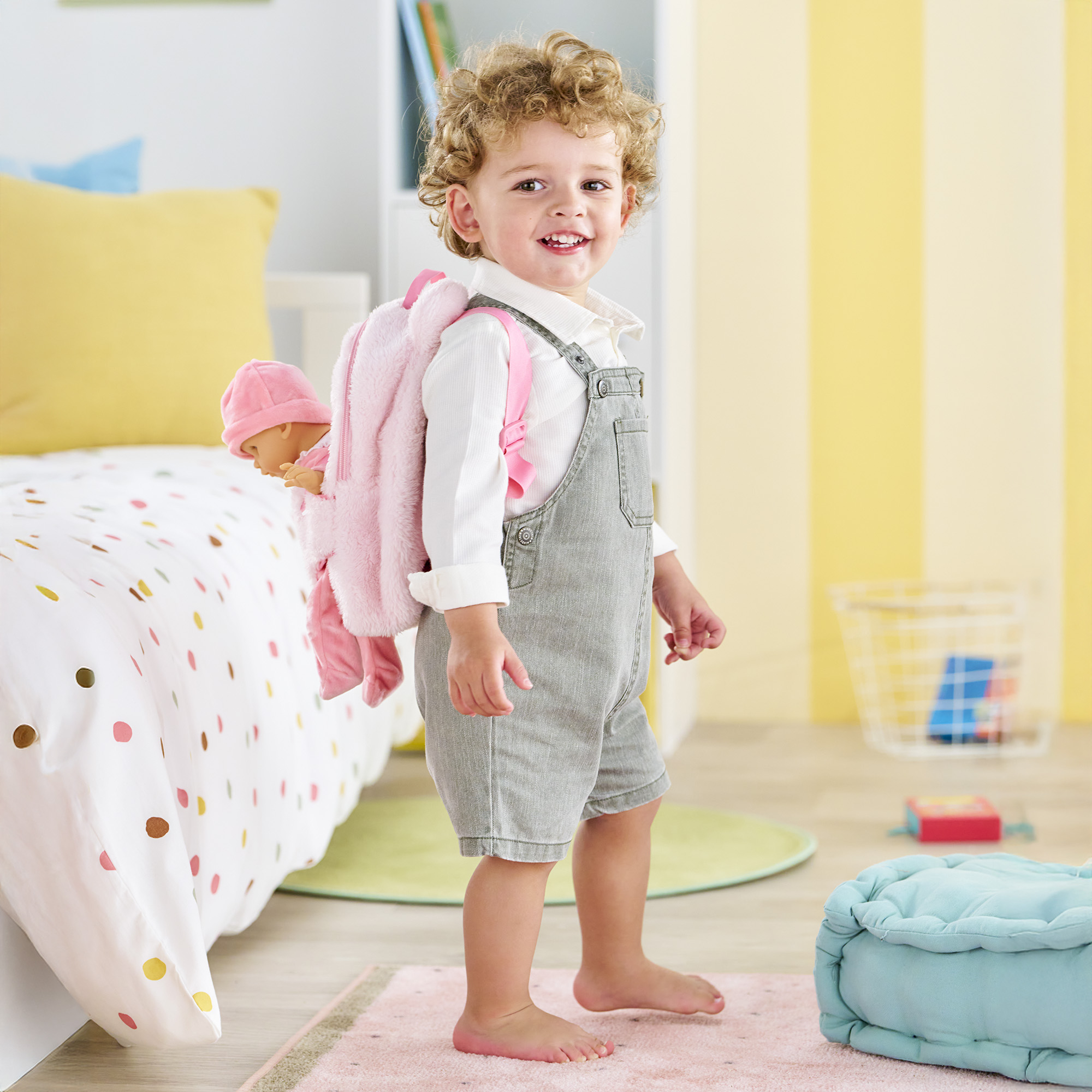 Sac à Dos Porte Bébé Peluche Rose – Image 3