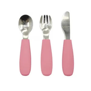 Accessoires Repas Silicone – Set 3 Couverts Misty Rose