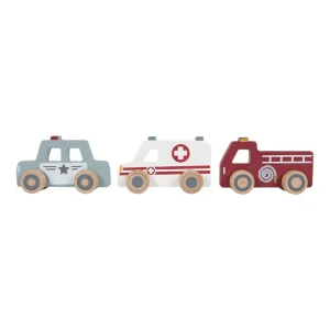 Première Voiture en Bois – Set de 3 Voitures de Secours