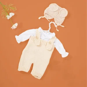 Tenue Bébé Reborn Salopette Ecru