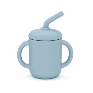 Accessoires Repas Silicone – Verre Paille Bleu