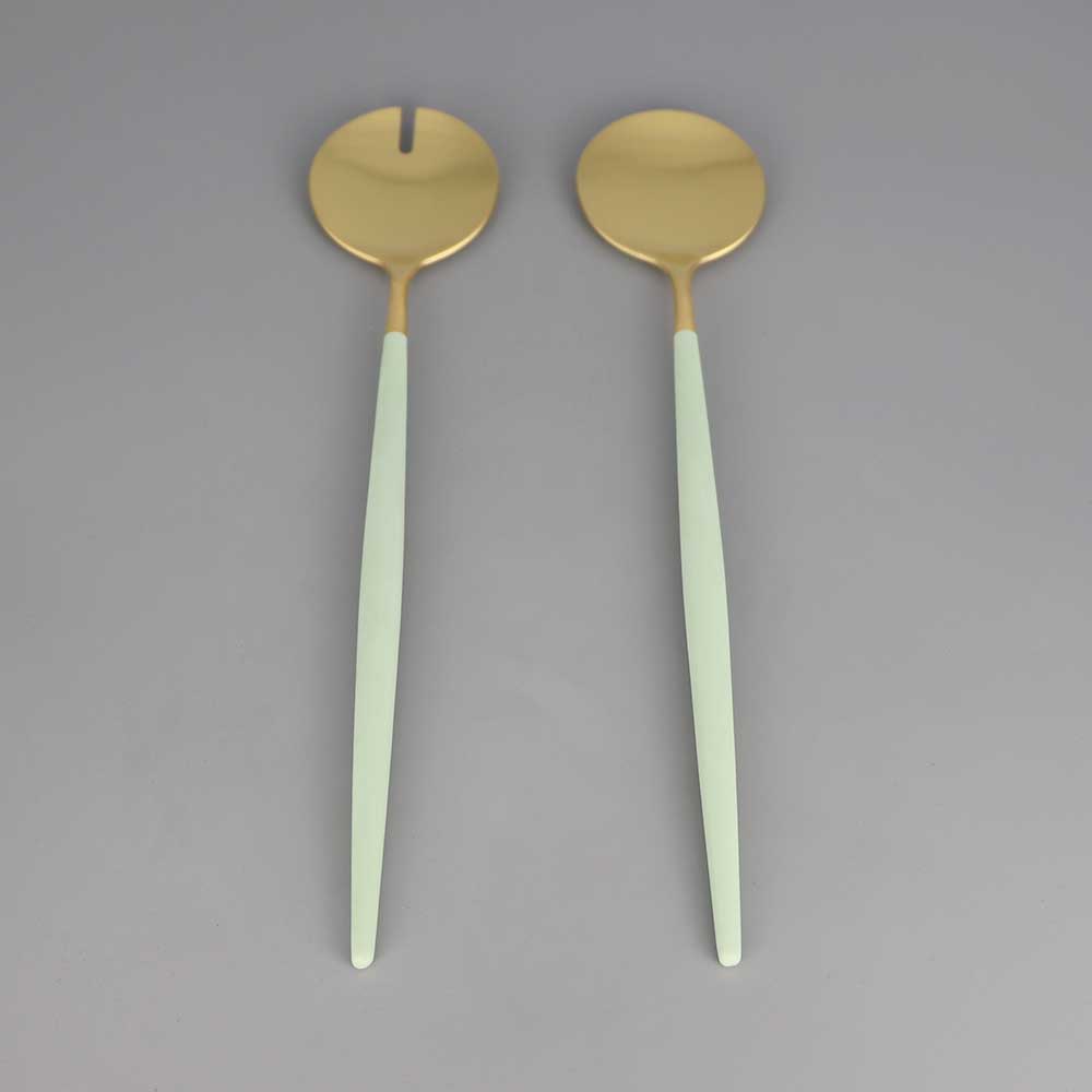 Couverts à salade en inox doré céladon – Image 2