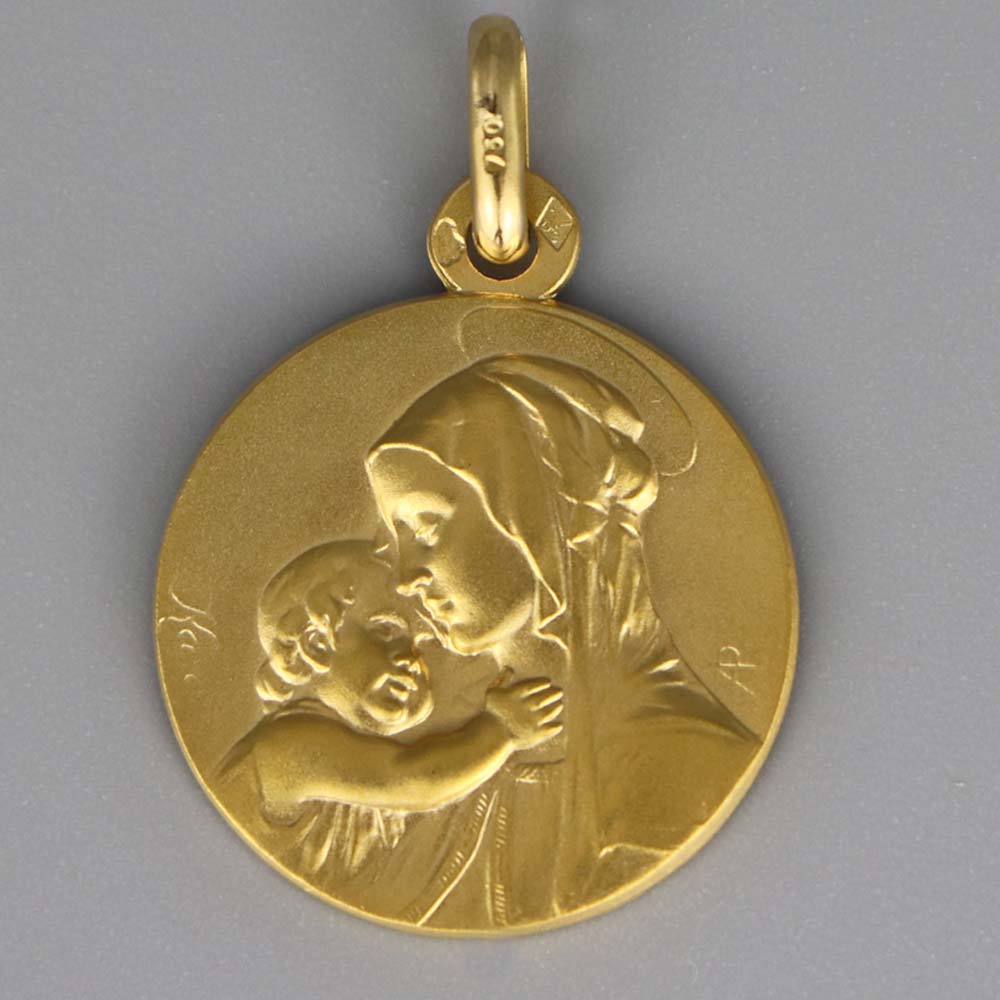Médaille de baptême Vierge à l’enfant Botticelli en Or jaune 18 carats