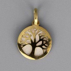 Médaille Arbre de vie en Or jaune 9 carats et nacre