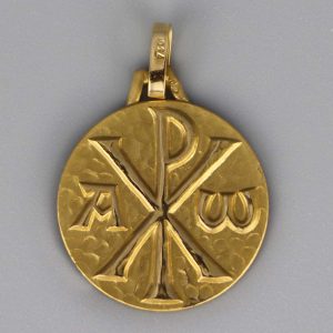 Médaille de baptême Chrisme en Or jaune 18 carats