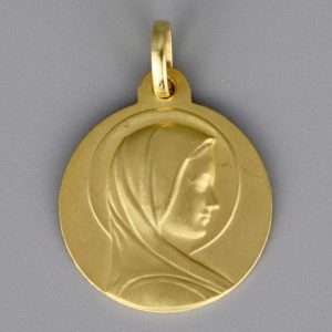Médaille de baptême Vierge au halo en Or jaune 18 carats