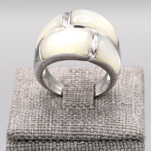 Bague Double Rang nacre et argent massif