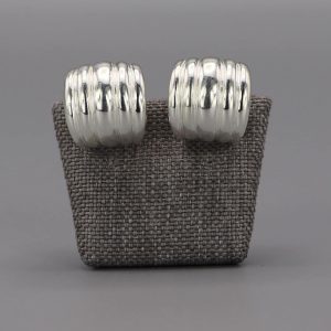 Boucles d&rsquo;oreilles clip godrons en Argent massif