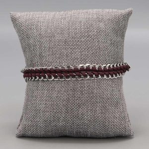 Bracelet Tressé en cuir et Argent massif aubergine