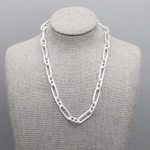 Collier Mailles marines et Mailles ovales alternées en Argent massif