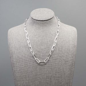 Collier en chaine de maillons rectangles en Argent massif