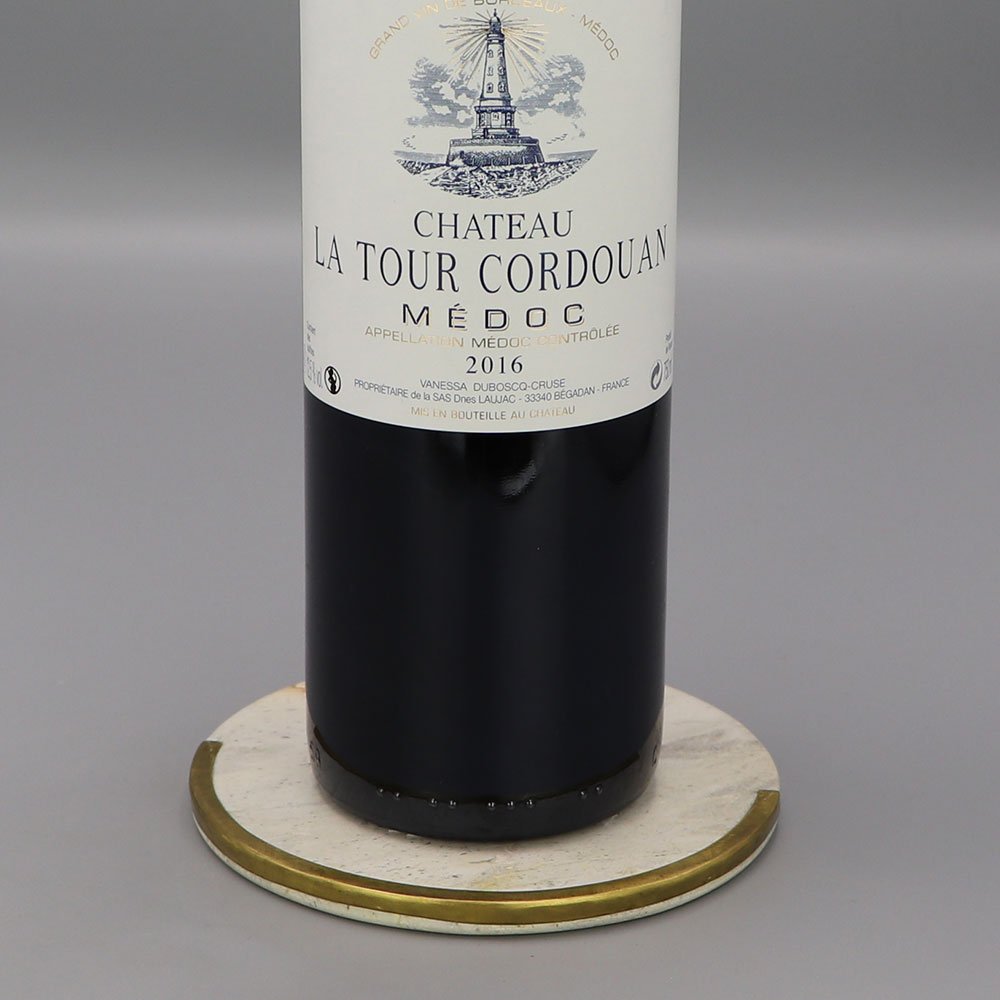 Dessous de Bouteille Rond Pierre naturelle et demi liseré laiton – Image 2