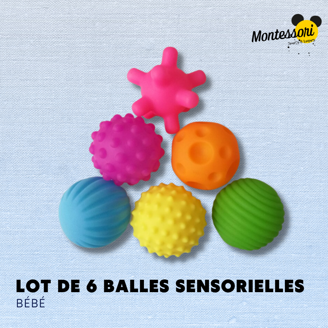 Lots de 6 Balles Sensorielles Montessori Bébé