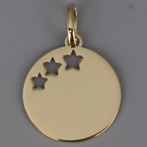 Médaille Etoiles ajourées en Or jaune 18 carats