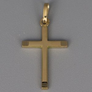 Médaille de baptême Croix facettée en Or jaune 18 carats