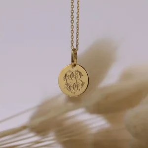 Médaille Jeton laïque en Or jaune 18 carats 12mm gravé à la main