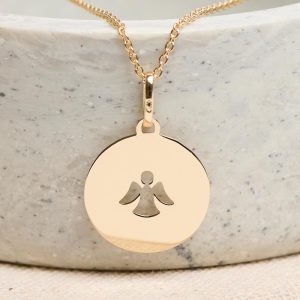 Médaille de baptême Ange ajouré en Or jaune 18 carats