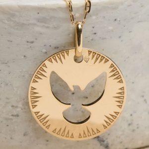 Médaille Colombe ajourée en or jaune 18 carats