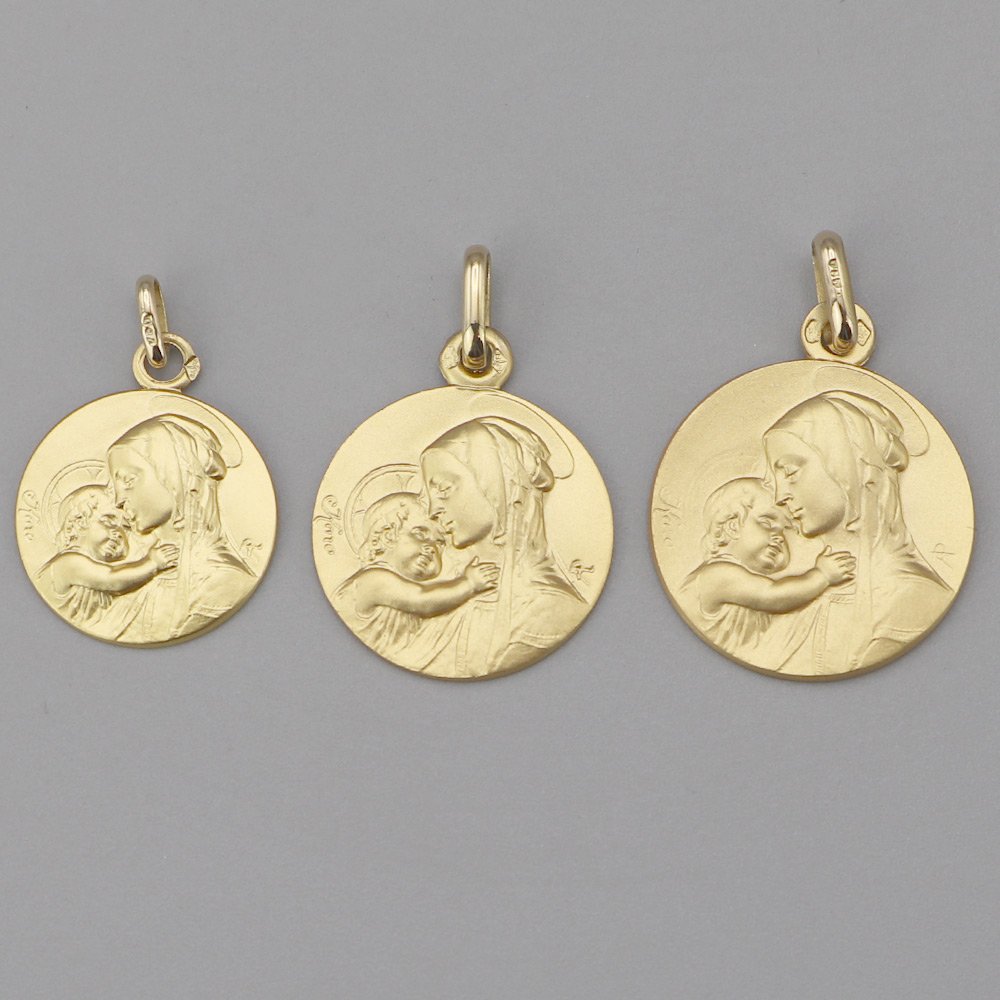 Médaille de baptême Vierge à l’enfant Botticelli en Or jaune 18 carats – Image 4