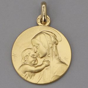 Médaille de baptême Vierge à l’enfant Botticelli en Or jaune 18 carats