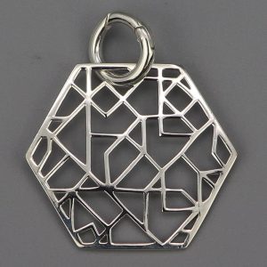 Pendentif hexagone ajouré en Argent massif
