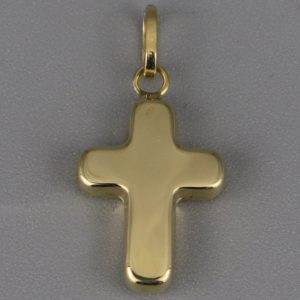 Médaille de baptême Croix creuse en Or jaune 18 carats