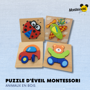 Puzzle d’éveil Montessori | Animaux en Bois