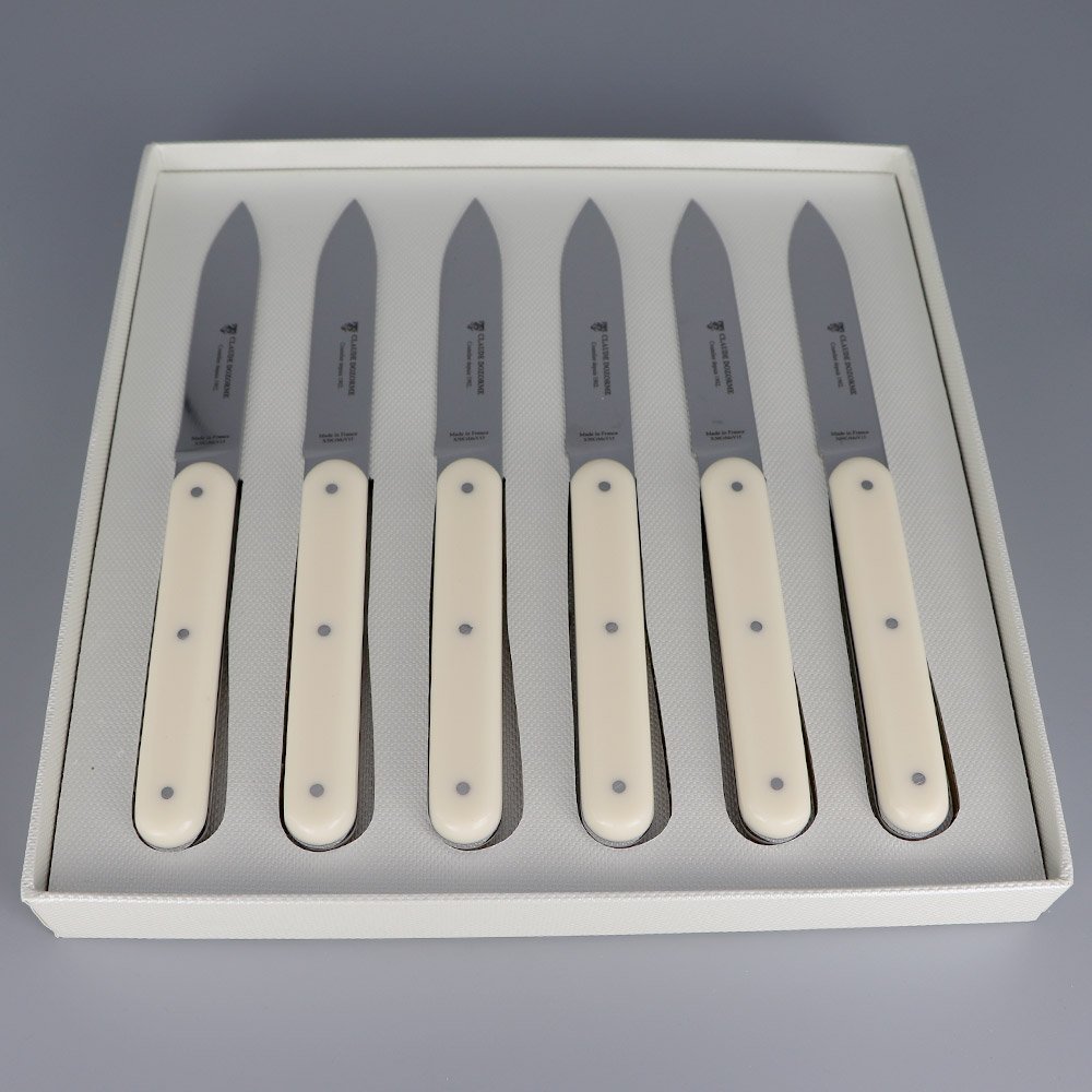 6 Couteaux blanc ivoire 6.16 en coffret bois – Image 3