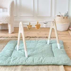 Tapis Montessori pour enfants en vert aqua et gris-vert